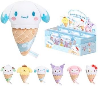 MINI LIKE Hello Kitty Blind Box - Sanrio Kuromi My Melody Cinnamoroll Pochacco Pompompurin Ice Cream Cone Series Fidget Plush Relaxing Collectible Toy for Home Decor Birthday Gifts, Whole Set, 6PCS