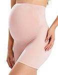 Gratlin Women's Seamless Pregnancy Shapewear High Waist Shorts Mid-Thigh Underwear Gentle Rose M