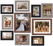 Fixwal 10 Pack Picture Frames Collage Wall Decor, Gallery Wall Frame Set for Wall Collage and Tabletop Display, Assorted Picture Frames Including 8x10, 5x7, 4x6 Family Photo Frames Brown Black Gray