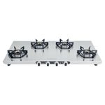 Everflame Hexon Long 4 Burner Stainless Steel Gas Stove | 2mm Thick Jointless SS Body | 3D Forged Brass Burner | ISI Certified | Manual Ignition | 2 Years Manufacturer Warranty