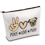 PLITI Pug Makeup Bag Pug Gifts for Pug Lover Pug Mom Crazy Pug Lady Cosmetic Bag Dog Owner Gift Peace Love Pugs Travel Pouch (Peace Love Pugs)
