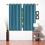 Parda Sansar Polyster Solid Long Crush Plain Window Curtains, 5 Feet, Aqua-Set of 2