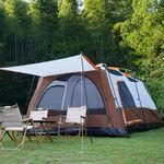 KriShyam® 5-12 Person Camping Tent for Adults Waterproof Largest Camping Family Tents Easy Setup Beach Outdoor Dome Camping Tent for Outdoor,Picnic,Camping,Family Gathering (Beige, L-380*260*190cm)
