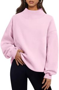 Trendy Queen Womens Oversized Sweatshirts Mock Neck Pullover Long Sleeve Hoodies Tops Fall Fashion Outfits 2026 Clothes LightPink M