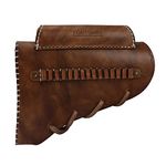 TOURBON Rifle Buttstock Leather .22 LR Cartridge Holder Hunting Shooting Cheek Rest Pad (Rifle) Brown