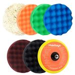 Makitoyo 7PCS 7 Inch Buffing Polishing Pads Kit,5pcs Polishing Sponge,1 pc Wool Pad,Waxing Buffing Pad Kit for Car