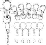 Croatia 10 Nos Premium Swivel Snap Hook and Key Rings with Chain and Jump Rings (Silver) for Keychain Lanyard DIY Jewelry Crafts Accessories(10 Pcs Snap Hooks+10 Pcs Keychain Rings with Jump Rings)