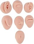 Piercing Practice Model, Reusable Elastic Silicone Piercing Practice Body Parts with Acrylic Stand, Piercing Practice Kit with Eye, Nose, Mouth Model, Tongue, Navel and Ear Model (Medium Skin Color)