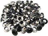 Amanaote 8mm Internal Hole Diameter Matte Black Eyelets Grommets with Washer Self Backing Pack of 100 Sets