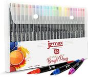 JZMAX 60 Dual Tip Brush Pens Art Supplies Colouring Pens Set- Coloured Pens, Felt Tip Pens- Art Pens for Kids and Adult Colouring Books- Fine Tip for Drawing, Brush Tips for Calligraphy (60)