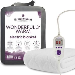 Slumberdown Luxury Electric Blanket Double - Multi-Zone Single Control Fleece Blanket with 9 Heat Settings | BEAB-Approved, Easy Fit Straps & Washable Heated Blanket (150 x 120cm)