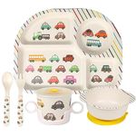 Greentainer Kids Cartoon Dinnerware Set - Children Dishes Food Plate Bowl Cup Spoon Fork Set Dishware, Unbreakable Tableware, Dishwasher Safe Kids Healthy Mealtime,7Pcs/Set-Car