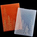 KWELLAM 3D Merry Christmas Snowfall Tree Woodland Background Plastic Embossing Folders for Card Making Scrapbooking and Other Paper Crafts 3080401