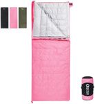 QEZER Down Sleeping Bag, Lightweight Envelope Sleeping Bag for Adults Teens 3~4 Season Backpacking, Hiking and Camping Outdoor with Free Compression Bag,can be Used as a Blanket or Mat (Pink)