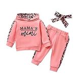 i-Auto Time 3Pcs Newborn Baby Girl Clothes Outfits Mama's Mini Hoodie Sweatshirt Pants Headband Infant Girl Clothing Set (3Pcs Hoodie Set,0-6 Months),1706