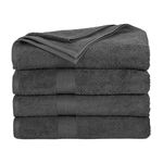 Ample Decor Bath Towel Set of 4, 76 CM X 137 CM Each 600 GSM 100% Cotton, Soft Durable Large Quick Drying | For Bathroom, Pools, Hotel, Spa, Daily Use – Grey