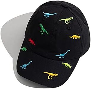 iNszkoos 2-6 Years Children's Dinosaur Baseball Cap Summer Sun Hat for Kids, Unisex Cotton Embroidered UV Protection Hat Golf Baseball Sports Cap Beanie Hat for Boy Girl Baby Infant Toddler, Black,