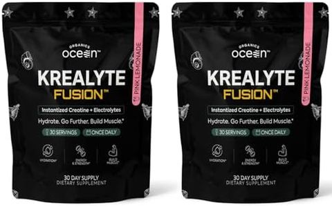 Organics Ocean Krealyte Fusion - Instantized Creatine Monohydrate Powder with Electrolytes - Muscle Strength, Endurance & Hydration Support - Vegan, Sugar-Free, Pink Lemonade Flavor - 60 Servings
