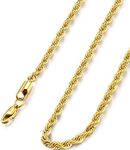 FIBO STEEL 4mm Stainless Steel Rope Chain Necklace for Men 16-30 inches Silver Gold Black-tone