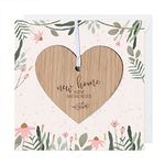 New Home Card With Wooden Heart Plaque Decoration Keepsake - New House Gift - New Memories (Pink Card)