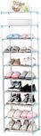 Jucaifu Stackable Small Shoe Rack, Entryway, Hallway and Closet Space Saving Storage and Organization (10-Tier, Blue)