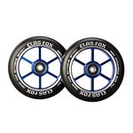 CLAS FOX 110mm One Pair Pro Stunt Scooter Wheels with ABEC-9 Bearings CNC Metal Core (2pcs) (Black PU Blue Core)