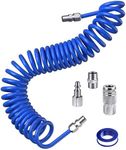 SARDVISA 25 Feet Repairable EVA Recoil Air Hose, Air Compressor Hose with 1/4" NPT Industrial Universal Quick Coupler and I/M Plug Kit, 200PSI Max Air Tool Hose