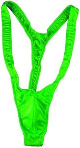 VSVO Christmas Gag Gift Reindeer Mankini Men Thong Underwear with Bells for White Elephant Exchange Gifts Valentines Day, Green, One Size