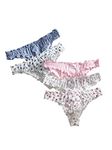COZYEASE Women's 5 Piece Sets Floral Print Lettuce Trim Low Rise Panty Cute Underwear, Multicolor, Large