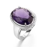 SixTwo, Vintage Womens 925 Sterling Silver Ring Inlaid Shiny Amethyst Purple Gemstone Pigeon Eggs Shape Zircon Princess Ring Eternity Engagement Wedding Cocktail Band Ring for Women ST.157 (6)