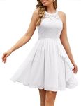 Wedtrend Women's Bridesmaid Dresses, Halter Sleeveless Cocktail Dress Ruffle A Line Short Prom Dress 2024, White, Medium