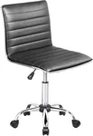 BOSSIN Adjustable Home Office Chair, Mid-Back Armless Ribbed Swivel Task Chair,Vanity Chair for Small Space, Living Room, Make-up, Studying (Gray)