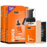 SNEAKARE Quick Shoe Cleaning Kit (Pack of 2) | Contains 2 x 150ml Foam Shoe Cleaner & 2 Medium Shoes Brush | Sneaker Cleaning Kit | Suitable for Sneakers, Nubuck, Leather, Suede & Sport Shoes