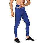 CALITIAN Compression Pants for Men,Mens Leggings Yoga Pants Running Athletic Basketball Gym Leggings Sports Baselayer Tights for Men Blue,XL