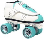 VNLA Junior Lagoon Jam Skates for Men and Women - Indoor Unisex Roller Skates for Tricks and Jam Skating- White/Aqua (Men 9 / Women 10)