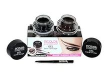 INCOLOR 2 In 1 Long Lasting Gel Eyeliner Waterproof With Brush Smugder for Women, Black & Brown, 5gm