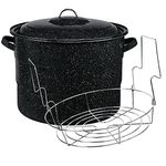 Granite Ware Enamel on Steel 21.5-Quart Water Bath Canner with lid & Jar Rack, Speckled Black