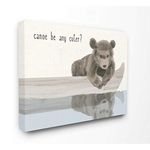 The Kids Room By Stupell Canoe Be Any Cuter Grey Blue and Off White Soft Nursery Neutral Baby Bear Canvas Wall Art 16 x 20 Multi-Color