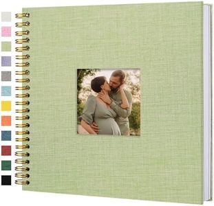 Hiwhy Scrapbook Photo Album Linen Cover, 12 x 12 Inch Hardcover Kraft White Pages Memory Book, for Travel Wedding Guest Book Christmas Baby Shower (40 Sheets/ 80 Pages,Grassgreen)