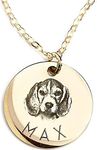 MignonandMignon Personalized Dog Necklace for Women Memorial Gifts for Mom Pet Portrait Custom Cat Name Unique Animal Picture Christmas Gift -LCN-AP (Gold)