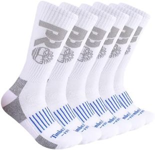 Timberland PRO mens 6-pack Crew Sock, White (6 Pack), Large US