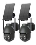 ieGeek Security Cameras Wireless Outdoor, 360°PTZ 2.4G WiFi Camera System for Home Exterieur Surveillance, Solar & Battery Powered Cam with 2K Color Night Vision, Smart Siren, Motion Sensor (2 Pack)