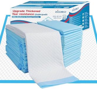 BIGGMED Tear-Resistant Incontinence Bed Pads 40'' x 36'' 130 Gram Heavy Duty (25 Count) Disposable Underpads Chucks Pads for Adults, Kids & Elderly | Protection Pads for Bed, Sofa, and Chair