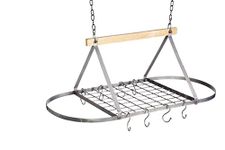 KitchenCraft Industrial Kitchen Vintage-Style Ceiling Hanging Pot & Pan Rack, 32.5 x 80.5 x 40 cm