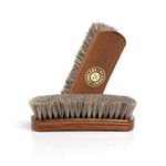 Premium Shoe Brush - 100% Horsehair Shoe Brush - Concaved Handle for Premium Grip