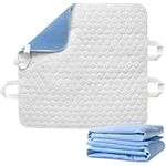 Care King Washable Underpads with Handles, 2 Pack Reusable Incontinence Bed Pad with 4 Positioning Straps Waterproof Pee Pads for Adults, Children or Elderly, Super Absorbent Pad 34'' x 36''