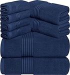 Utopia Towels - 8 Piece Premium Towel Set, 2 Bath Towels, 2 Hand Towels and 4 Washcloths -100% Ring Spun Cotton - Machine Washable, Super Soft and Highly Absorbent (Navy)