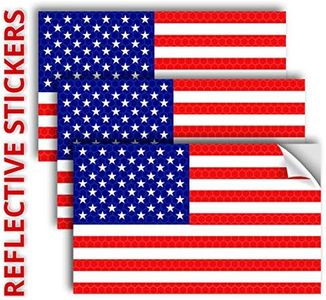 3PC Reflective American Flag Sticker - 5x3 Inches - American Flag Decal - American Flag Stickers Decals for Car Bumper Truck Window Small Auto Vehicles Helmet - USA Patriotic Stripe Vinyl Outdoor