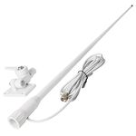 HYS VHF Marine Fiberglass Antenna 1.1m/43.7inch Gain Aerial 7 meters Coaxial Feeder with PL-259 Connector, 180° Rotatable ABS Mount Bracket for Yacht Cruise Ship Car Truck Motorhome