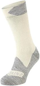 SEALSKINZ Raynham Unisex Waterproof All Weather Mid Length Sock, Cream, S